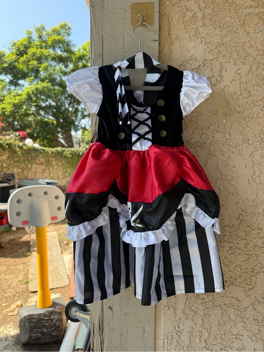 Girls' Red, Black & White Pirate Dress Costume